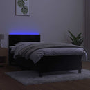 vidaXL fekete bársony rugós és LED-es ágy matraccal 100x200 cm