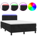 vidaXL fekete bársony rugós és LED-es ágy matraccal 120x200 cm