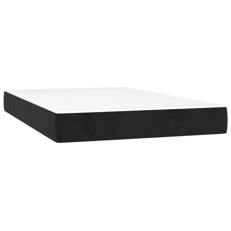 vidaXL fekete bársony rugós és LED-es ágy matraccal 120x200 cm
