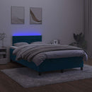 vidaXL sötétkék bársony rugós és LED-es ágy matraccal 120x200 cm