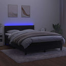 vidaXL fekete bársony rugós és LED-es ágy matraccal 140x190 cm