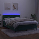vidaXL sötétzöld bársony rugós és LED-es ágy matraccal 140x190 cm