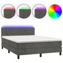 vidaXL sötétszürke bársony rugós és LED-es ágy matraccal 140x200 cm