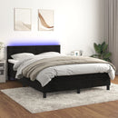 vidaXL fekete bársony rugós és LED-es ágy matraccal 140x200 cm