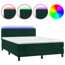 vidaXL sötétzöld bársony rugós és LED-es ágy matraccal 140x200 cm