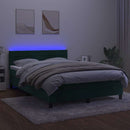 vidaXL sötétzöld bársony rugós és LED-es ágy matraccal 140x200 cm
