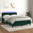 vidaXL sötétzöld bársony rugós és LED-es ágy matraccal 140x200 cm