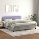 vidaXL világosszürke bársony rugós és LED-es ágy matraccal 160x200 cm