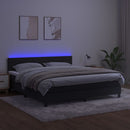 vidaXL fekete bársony rugós és LED-es ágy matraccal 160x200 cm