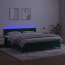 vidaXL sötétzöld bársony rugós és LED-es ágy matraccal 160x200 cm