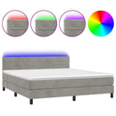 vidaXL világosszürke bársony rugós és LED-es ágy matraccal 180x200 cm