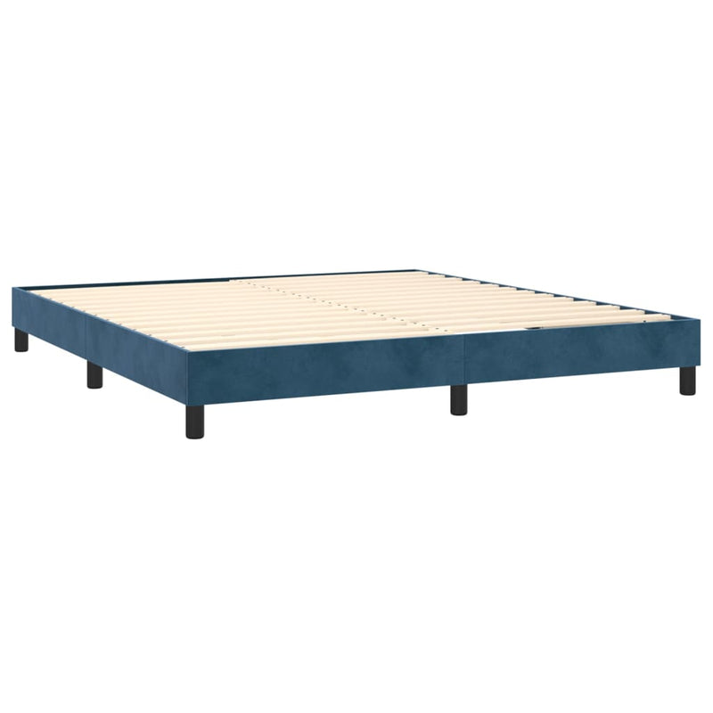 vidaXL sötétkék bársony rugós és LED-es ágy matraccal 180x200 cm
