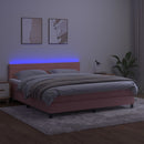 vidaXL rózsaszín bársony rugós és LED-es ágy matraccal 180x200 cm