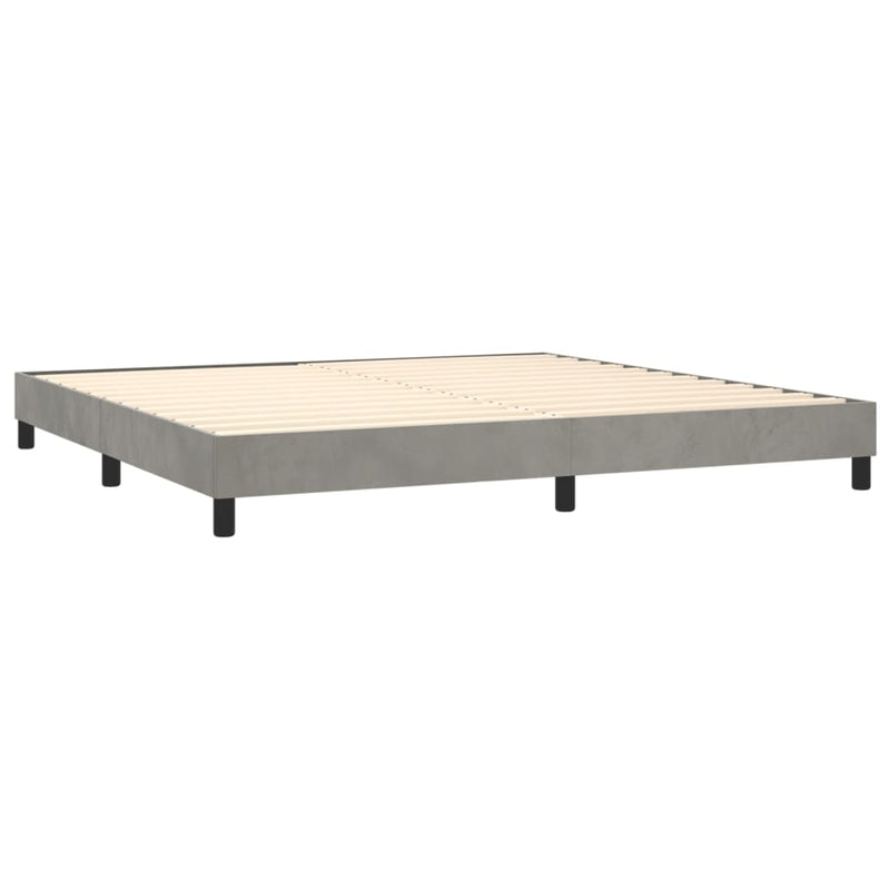 vidaXL világosszürke bársony rugós és LED-es ágy matraccal 200x200 cm