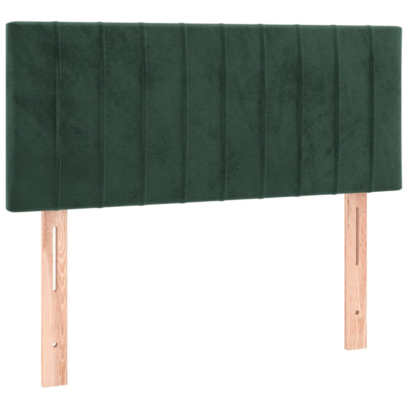 vidaXL sötétzöld bársony rugós és LED-es ágy matraccal 80 x 200 cm