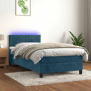 vidaXL sötétkék bársony rugós és LED-es ágy matraccal 80 x 200 cm