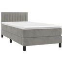 vidaXL világosszürke bársony rugós és LED-es ágy matraccal 90x190 cm