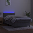 vidaXL világosszürke bársony rugós és LED-es ágy matraccal 90x190 cm