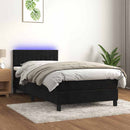 vidaXL fekete bársony rugós és LED-es ágy matraccal 90x190 cm