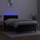 vidaXL fekete bársony rugós és LED-es ágy matraccal 90x200 cm