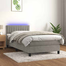 vidaXL világosszürke bársony rugós és LED-es ágy matraccal 100x200 cm