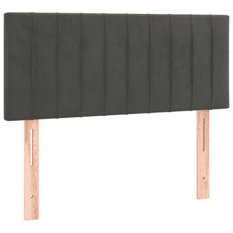 vidaXL sötétszürke bársony rugós és LED-es ágy matraccal 100x200 cm