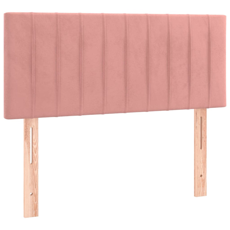 vidaXL rózsaszín bársony rugós és LED-es ágy matraccal 100x200 cm