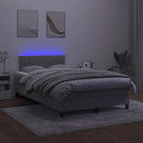 vidaXL világosszürke bársony rugós és LED-es ágy matraccal 120x200 cm