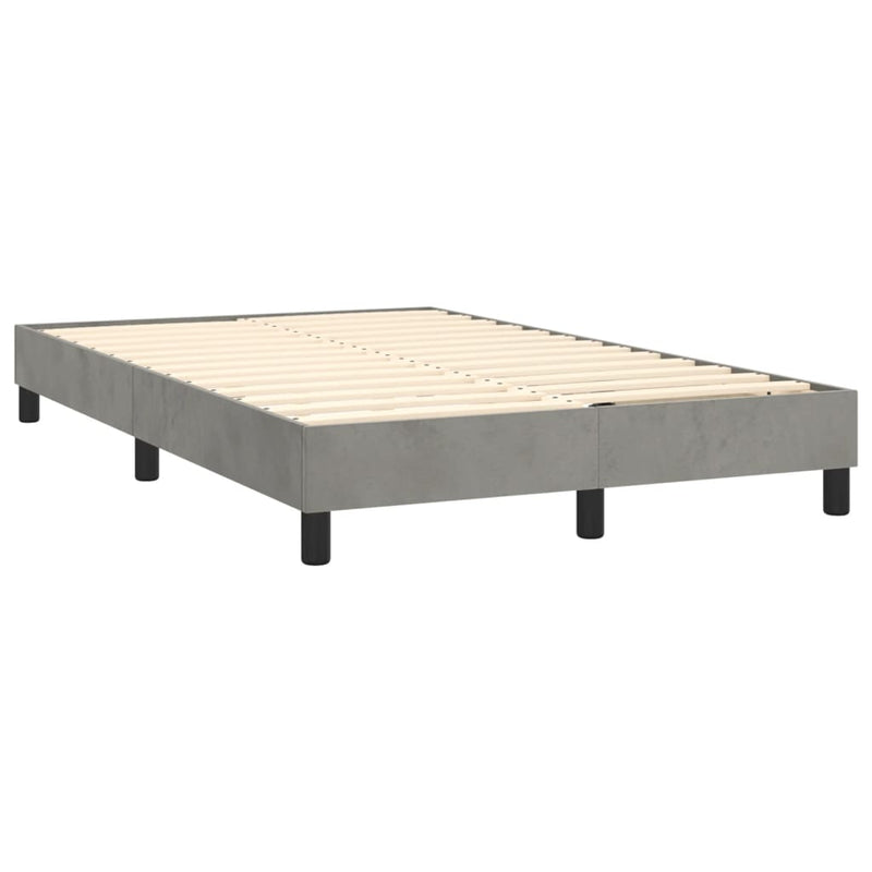 vidaXL világosszürke bársony rugós és LED-es ágy matraccal 120x200 cm