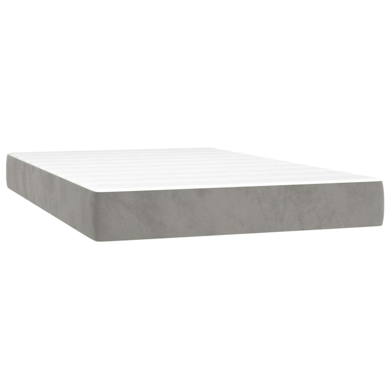 vidaXL világosszürke bársony rugós és LED-es ágy matraccal 120x200 cm
