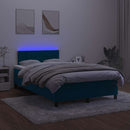 vidaXL sötétkék bársony rugós és LED-es ágy matraccal 120x200 cm