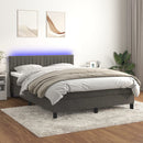 vidaXL sötétszürke bársony rugós és LED-es ágy matraccal 140x200 cm
