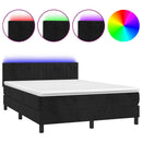 vidaXL fekete bársony rugós és LED-es ágy matraccal 140x200 cm