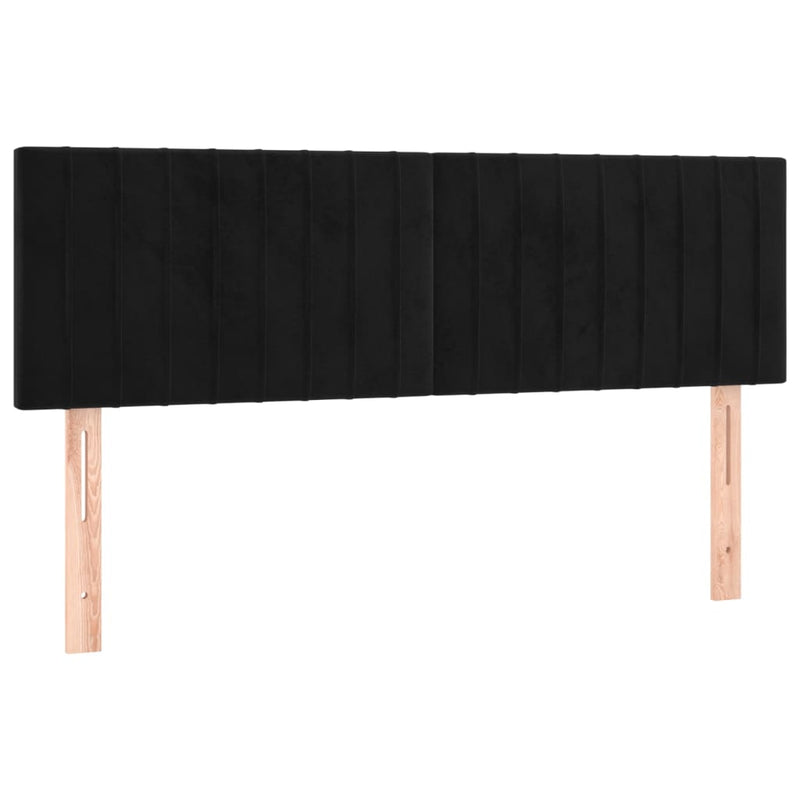 vidaXL fekete bársony rugós és LED-es ágy matraccal 140x200 cm