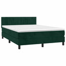 vidaXL sötétzöld bársony rugós és LED-es ágy matraccal 140x200 cm