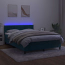 vidaXL sötétkék bársony rugós és LED-es ágy matraccal 140x200 cm