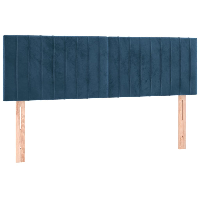 vidaXL sötétkék bársony rugós és LED-es ágy matraccal 140x200 cm