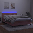 vidaXL rózsaszín bársony rugós és LED-es ágy matraccal 140x200 cm