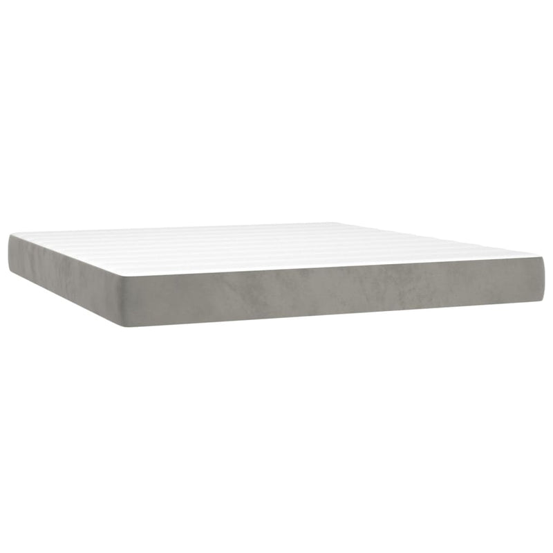 vidaXL világosszürke bársony rugós és LED-es ágy matraccal 160x200 cm