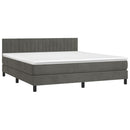 vidaXL sötétszürke bársony rugós és LED-es ágy matraccal 160x200 cm