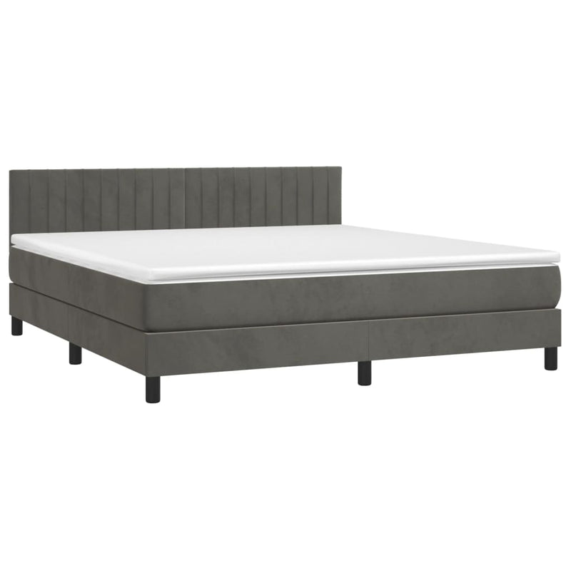vidaXL sötétszürke bársony rugós és LED-es ágy matraccal 160x200 cm