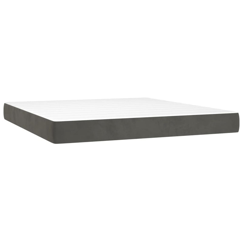 vidaXL sötétszürke bársony rugós és LED-es ágy matraccal 160x200 cm