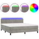 vidaXL világosszürke bársony rugós és LED-es ágy matraccal 180x200 cm