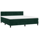 vidaXL sötétzöld bársony rugós és LED-es ágy matraccal 180x200 cm