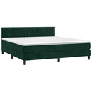 vidaXL sötétzöld bársony rugós és LED-es ágy matraccal 180x200 cm