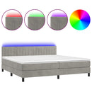 vidaXL világosszürke bársony rugós és LED-es ágy matraccal 200x200 cm