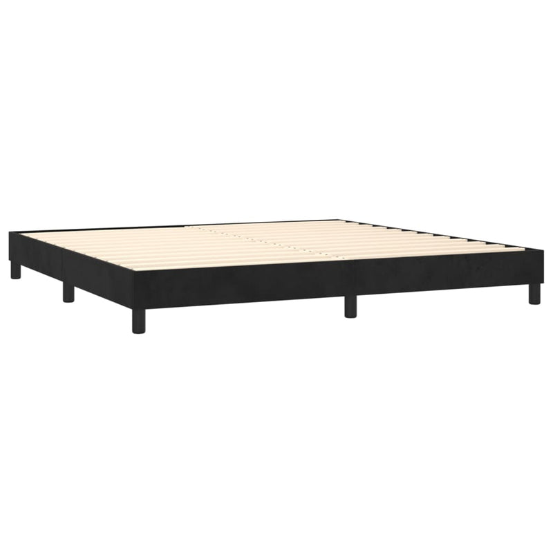 vidaXL fekete bársony rugós és LED-es ágy matraccal 200x200 cm