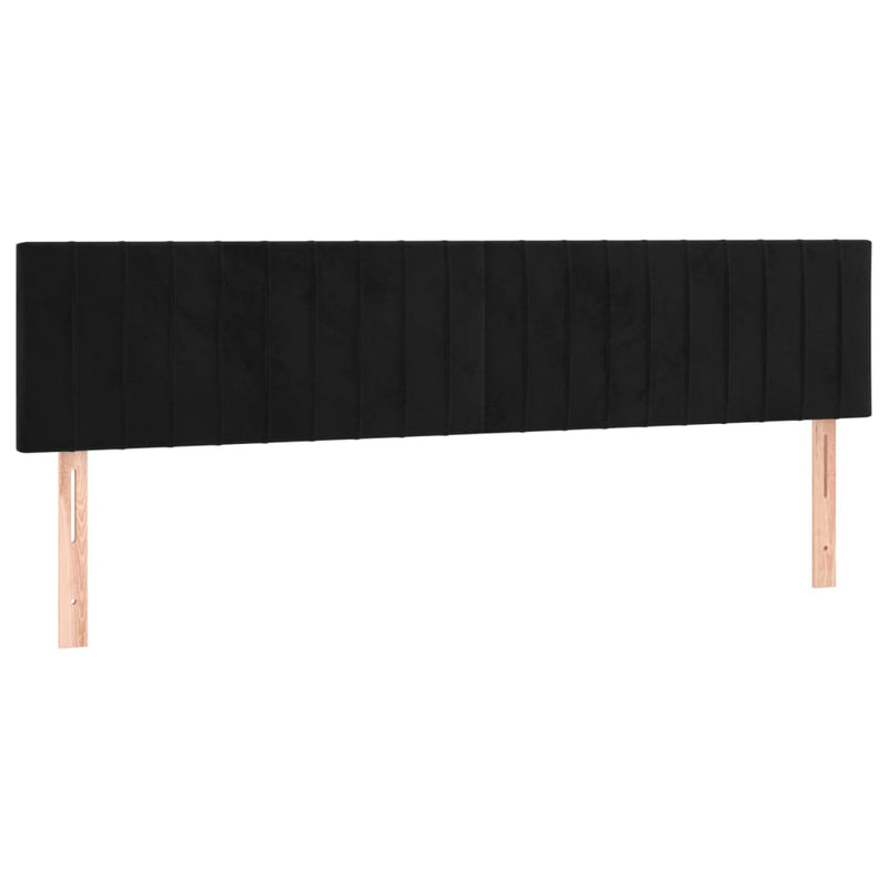 vidaXL fekete bársony rugós és LED-es ágy matraccal 200x200 cm
