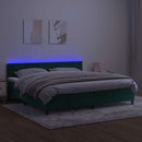 vidaXL sötétzöld bársony rugós és LED-es ágy matraccal 200x200 cm