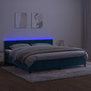 vidaXL sötétkék bársony rugós és LED-es ágy matraccal 200x200 cm